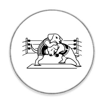 Chien de lutte - Magnet rond - blanc - Devant