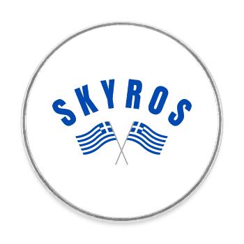 Drapeaux croisés grecs de Skyros - Magnet rond - blanc - Devant