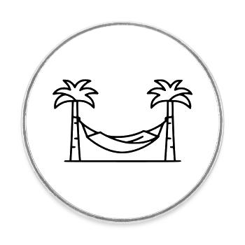 Hängematte Palmen Urlaub Outline - Runder Kühlschrankmagnet - Weiß - Vorne