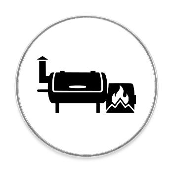 BBQ Smoker Grillmeister Pulled Pork Grillen - Runder Kühlschrankmagnet - Weiß - Vorne