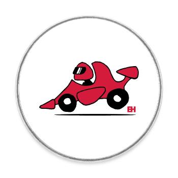 Race car - Round  fridge magnet - white - Front
