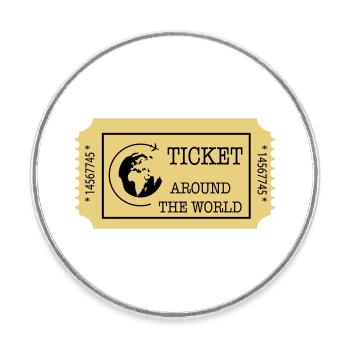 Around the World Ticket - Runder Kühlschrankmagnet - Weiß - Vorne