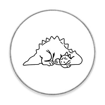 Schlafender Dinosaurier – Niedliches Cartoon - Runder Kühlschrankmagnet - Weiß - Vorne