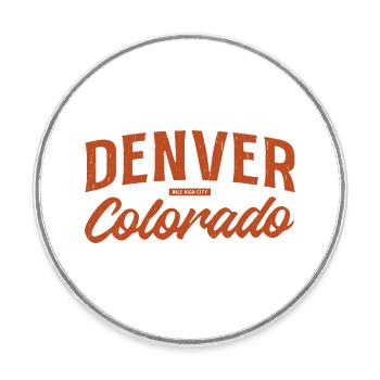 Denver Colorado Retro Script Logo - Round  fridge magnet - white - Front