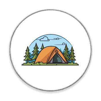 Tente de camping Nature - Magnet rond - blanc - Devant