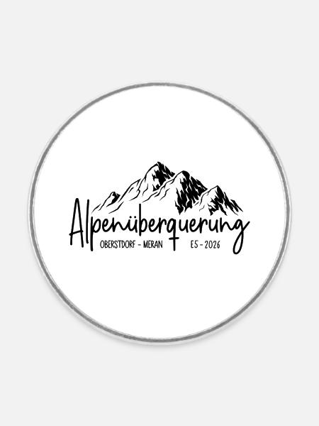 Alpenüberquerung E5 2026 / Oberstdorf - Meran - Runder Kühlschrankmagnet - Weiß