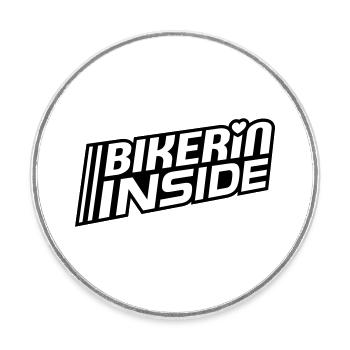 Bikerin inside Schriftzug (Farben änderbar) - Runder Kühlschrankmagnet - Weiß - Vorne