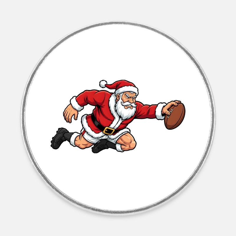 Weihnachtsmann-Rugby - Runder Kühlschrankmagnet - Weiß
