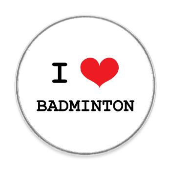 Badminton - Sport - Raquette - Magnet rond - blanc - Devant