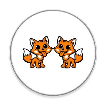 Couple Renard - Magnet rond - blanc - Devant
