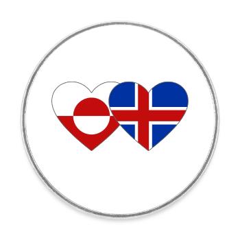 Drapeau du Groenland Danemark Cœur - Magnet rond - blanc - Devant