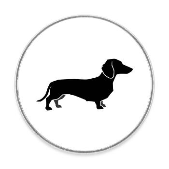 Dackel Hund Silhouette - Runder Kühlschrankmagnet - Weiß - Vorne