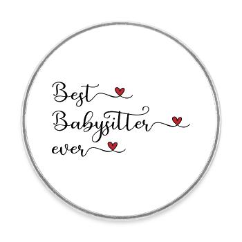 Best Babysitter - Round  fridge magnet - white - Front
