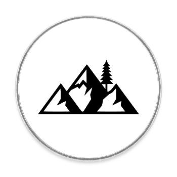 Mountains Fir Forest Silhouette - Round  fridge magnet - white - Front
