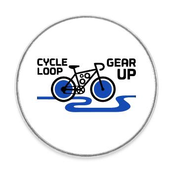 Motivational Gear Up Bicycle Loop - Round  fridge magnet - white - Front