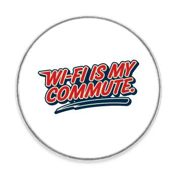 Wi-Fi Trajet Domicile Travail Humour Geek - Magnet rond - blanc - Devant