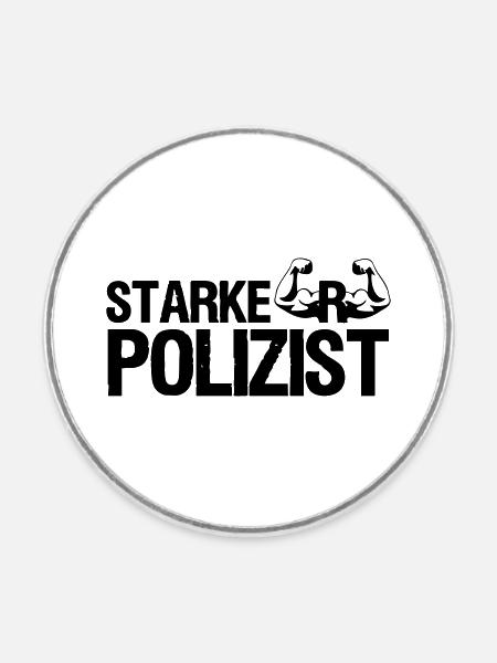 Starker Polizist, Polizei, Sprüche, Geschenk - Runder Kühlschrankmagnet - Weiß
