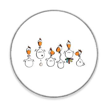 Crazy Chickens - Chicken - Hens - cock - Round  fridge magnet - white - Front