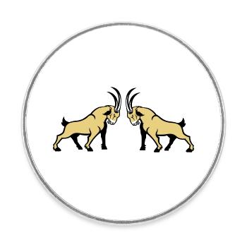 Steinbock Beige Doppelbull Symmetrie - Runder Kühlschrankmagnet - Weiß - Vorne