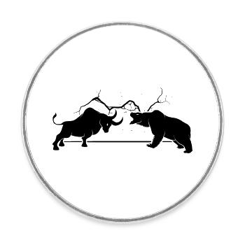 Bull vs Bear - Round  fridge magnet - white - Front