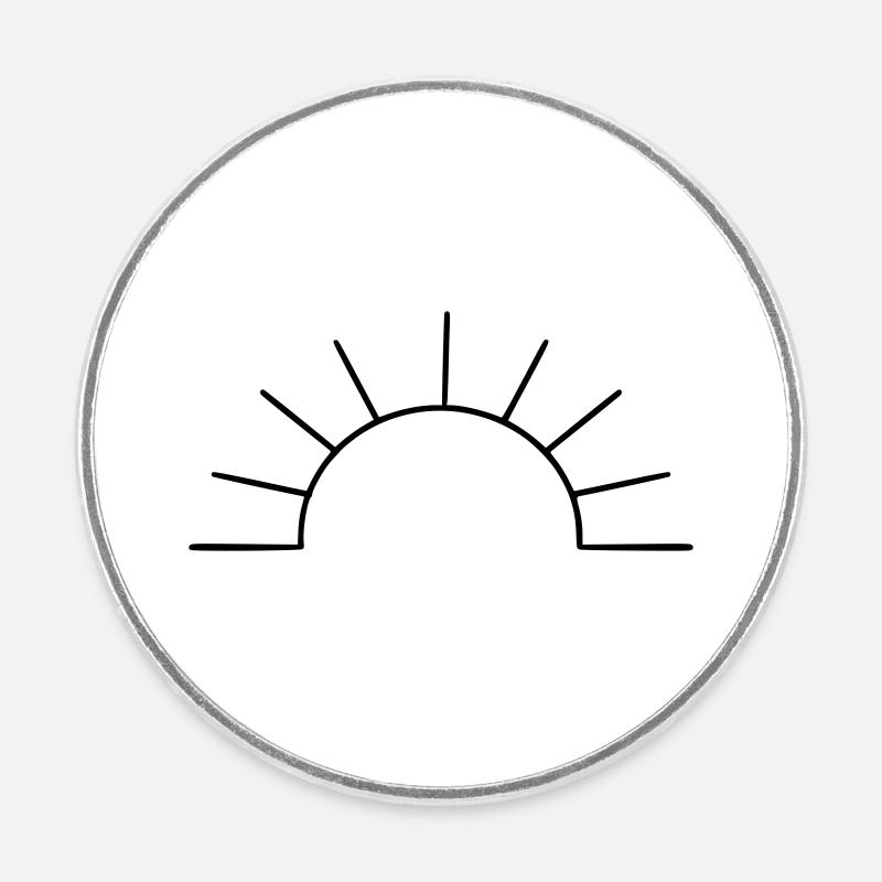 Soleil simple - Magnet rond - blanc