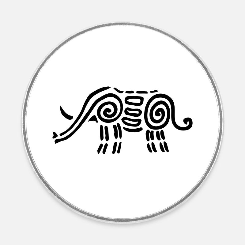 Éléphant1 - Magnet rond - blanc