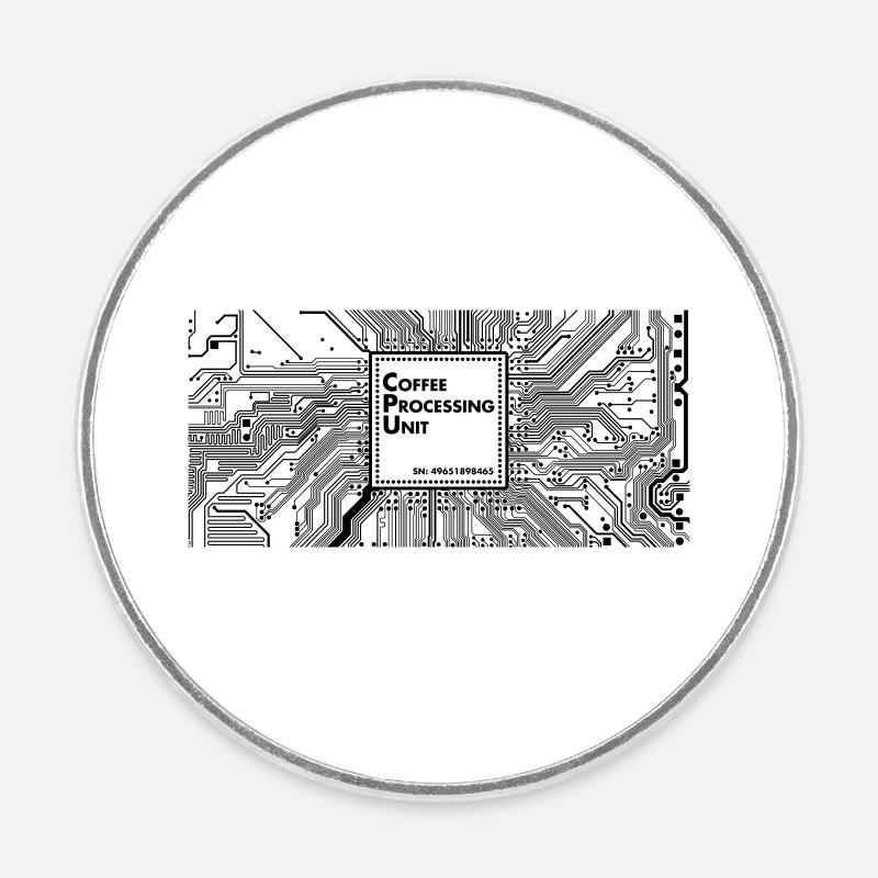 Coffee Processing Unit - Round  fridge magnet - white