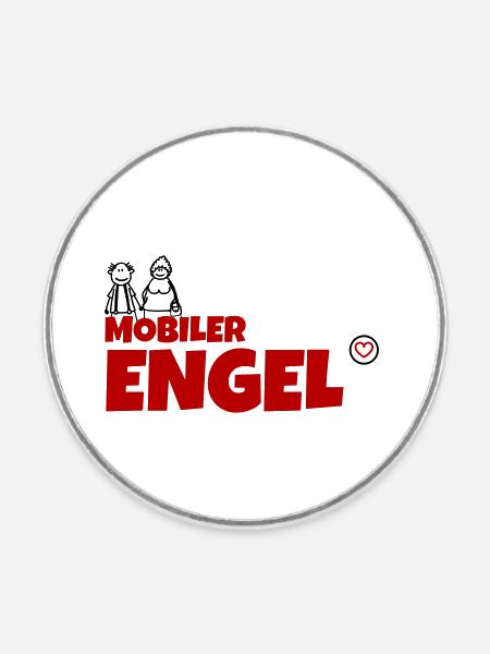 Mobiler Engel - Runder Kühlschrankmagnet - Weiß