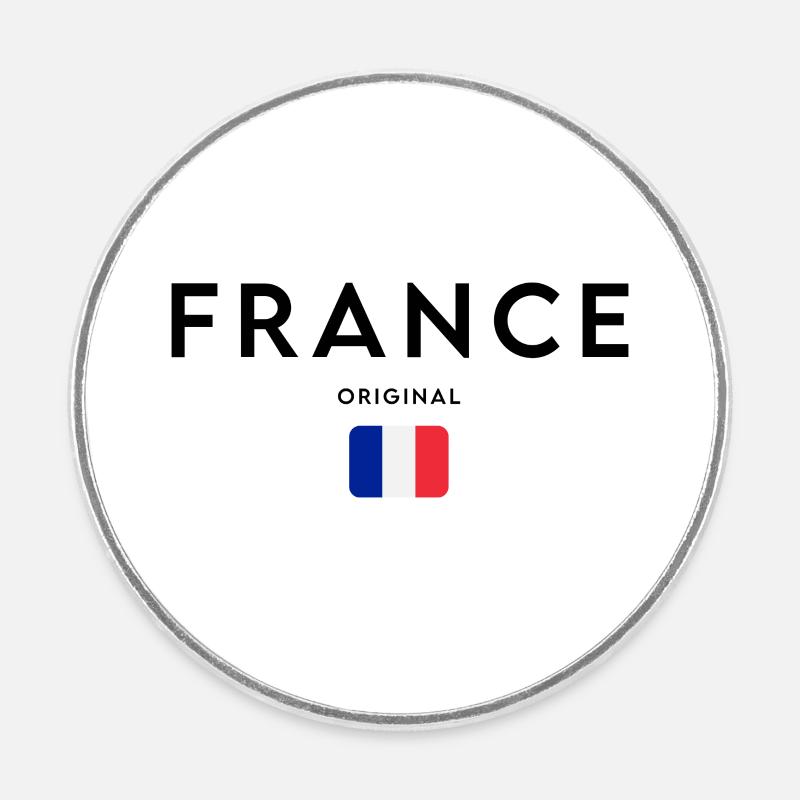 French pride, minimalist sleek design - Round  fridge magnet - white