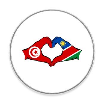 Tunisia Namibia Flag Hands Heart Shape Used - Round  fridge magnet - white - Front
