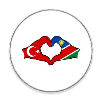 Türkiye Namibia flag hands heart shape - Round  fridge magnet - white - Front