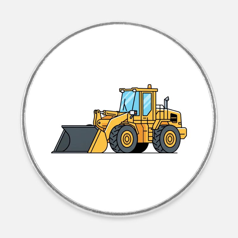 Wheel loader construction machine - Round  fridge magnet - white