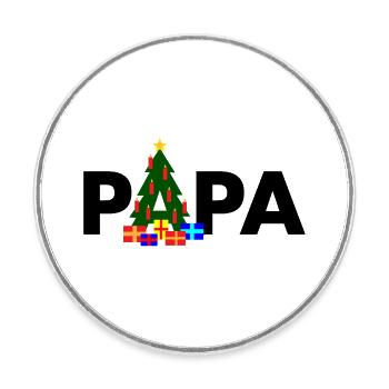 Papa Sapin de Noël - Magnet rond - blanc - Devant
