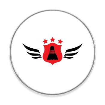 Badminton - Sport - Raquette - Magnet rond - blanc - Devant