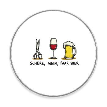 Schere Wein Paar Bier Lustiges Party Wortspiel - Runder Kühlschrankmagnet - Weiß - Vorne
