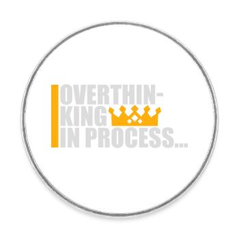 Trop réfléchir en processus Drôle de dicto sombre Logo - Magnet rond - blanc - Devant
