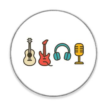 Musik Noten Rhythmus Beat Design Geschenk - Runder Kühlschrankmagnet - Weiß - Vorne
