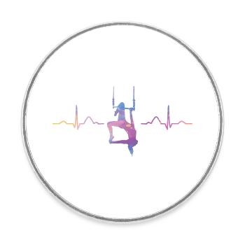 Aerialist Hearbeat EKG Cloud Swing Trapez - Runder Kühlschrankmagnet - Weiß - Vorne