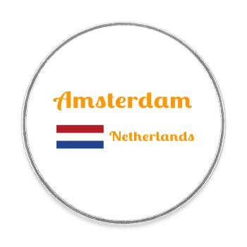 Amsterdam, Pays-Bas - Imprimés élégants - Magnet rond - blanc - Devant