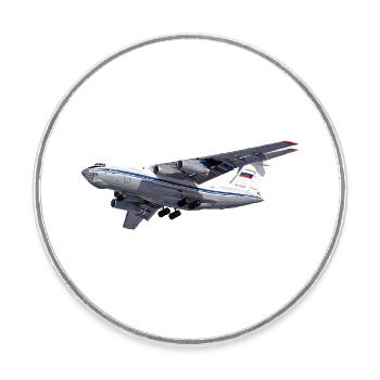 Frachtflugzeug IL-76 - Runder Kühlschrankmagnet - Weiß - Vorne