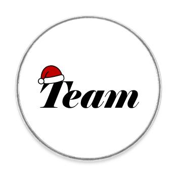 Équipe Chapeau de Noël - Magnet rond - blanc - Devant