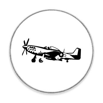 P-51 - Runder Kühlschrankmagnet - Weiß - Vorne