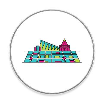 Orpheline urbain Xscape de Milton Keynes Modern Line Art - Magnet rond - blanc - Devant