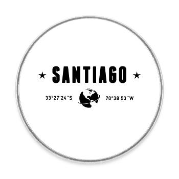 Santiago Chile Coordinates Planet Earth - Round  fridge magnet - white - Front