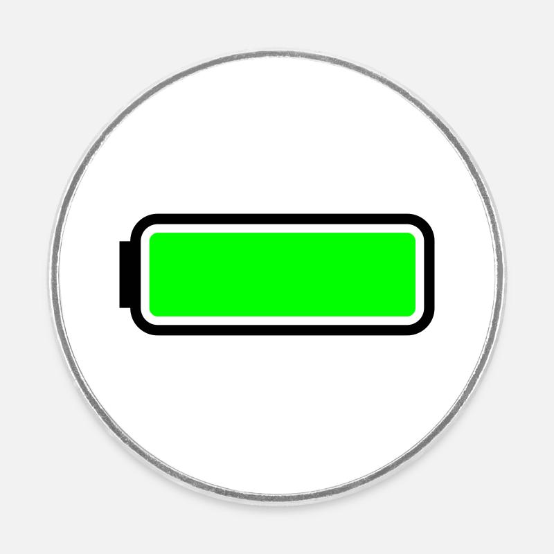 Battery full - Round fridge magnet - white