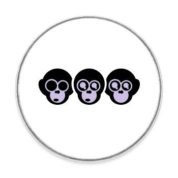 the three monkeys - Round  fridge magnet - white - Front