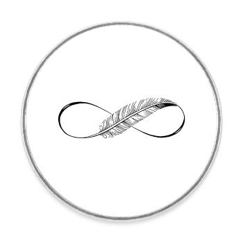 Cute Lines Infinity Feder - Runder Kühlschrankmagnet - Weiß - Vorne