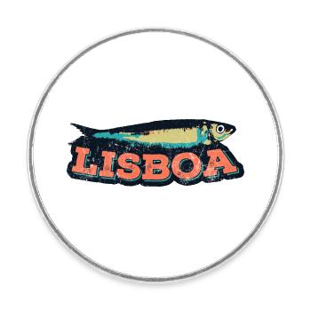 Lisbonne Portugal, fêtes de Lisbonne, sardine - Magnet rond - blanc - Devant