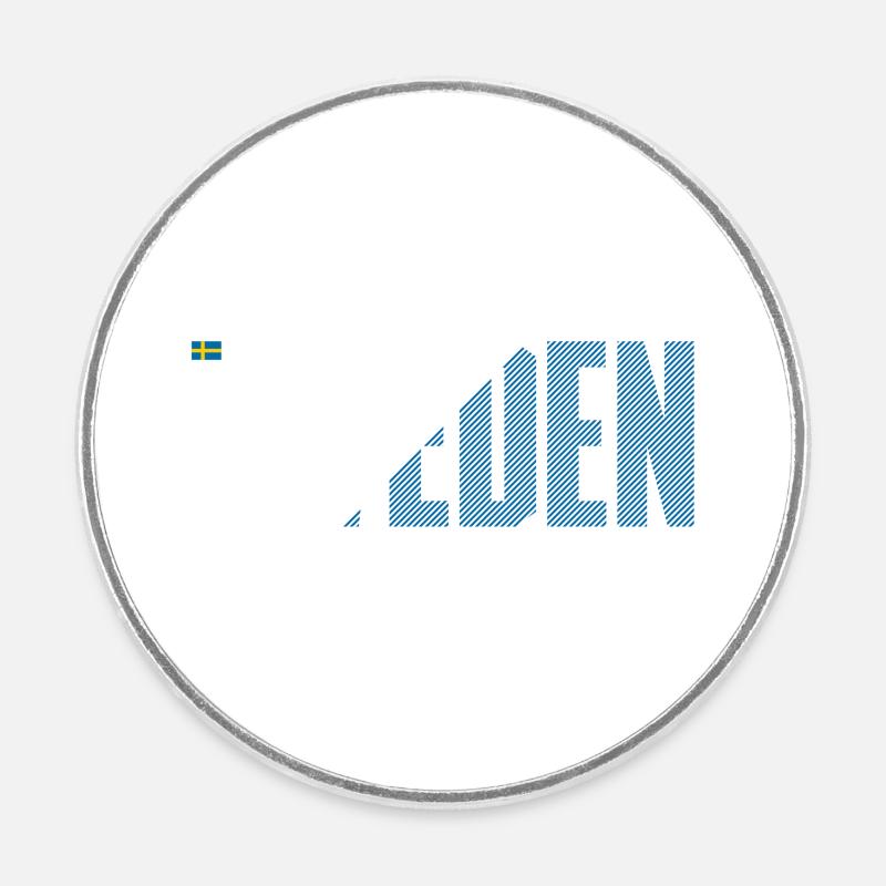 Typographie du drapeau gras de la Suède - Magnet rond - blanc