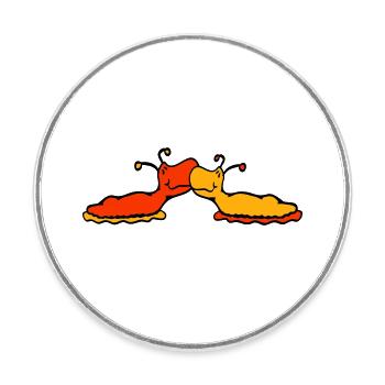 2 snails kiss two slugs couple love - Round  fridge magnet - white - Front